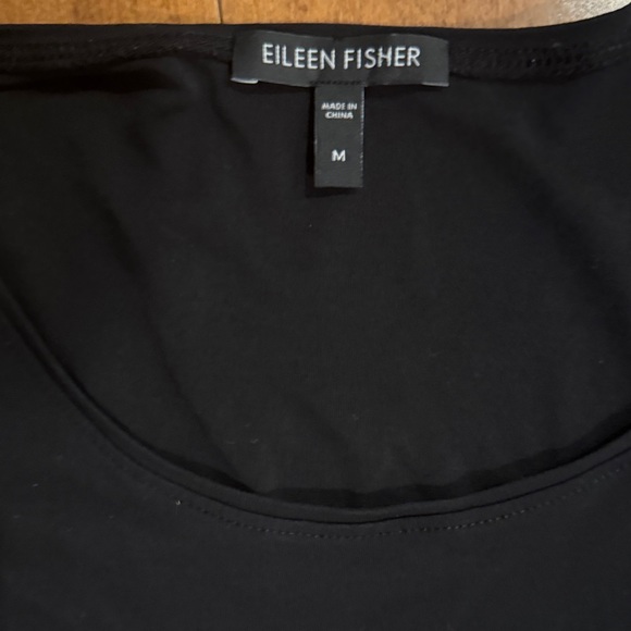 Eileen Fisher Black Tunic Top with 3/4 Sleeves 100% silk - Picture 3 of 4
